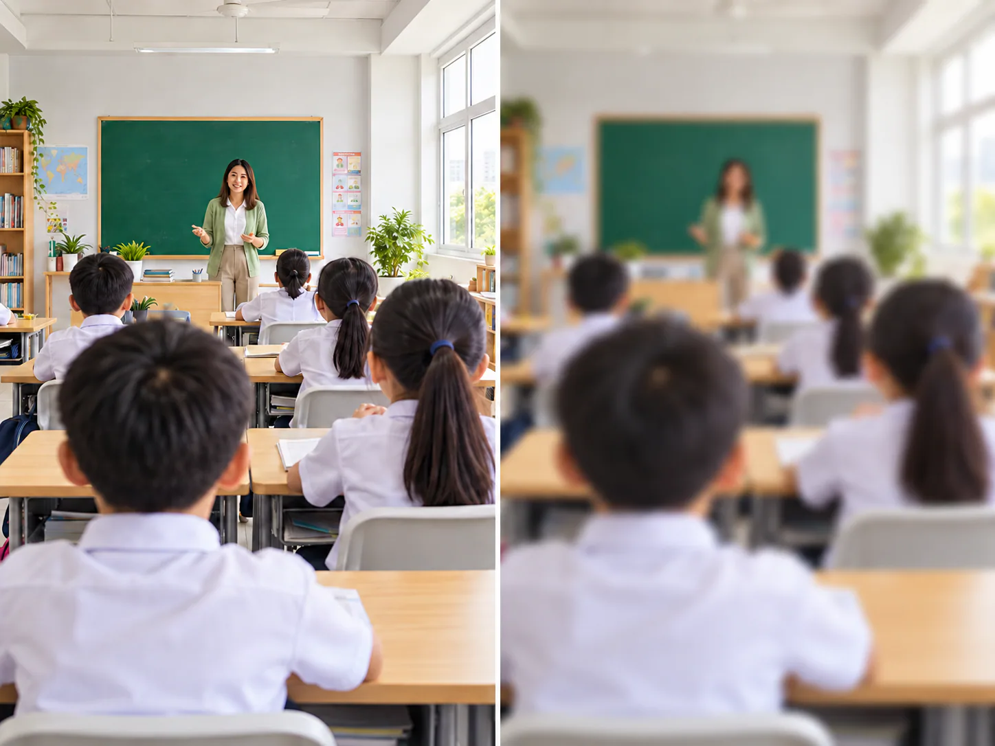 课堂画面的清晰与模糊视觉示意